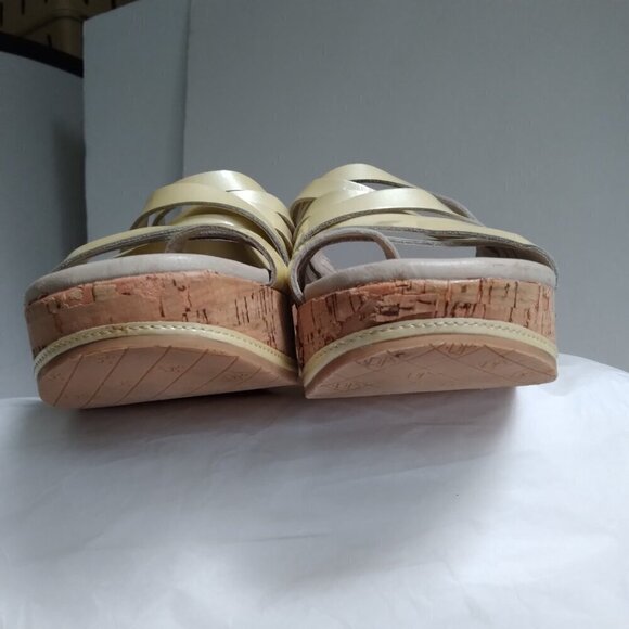 Citron 'Sheena2' Strappy Distressed Textured Cork Wedge Slide Sandals Sz 7.5 - Picture 5 of 9